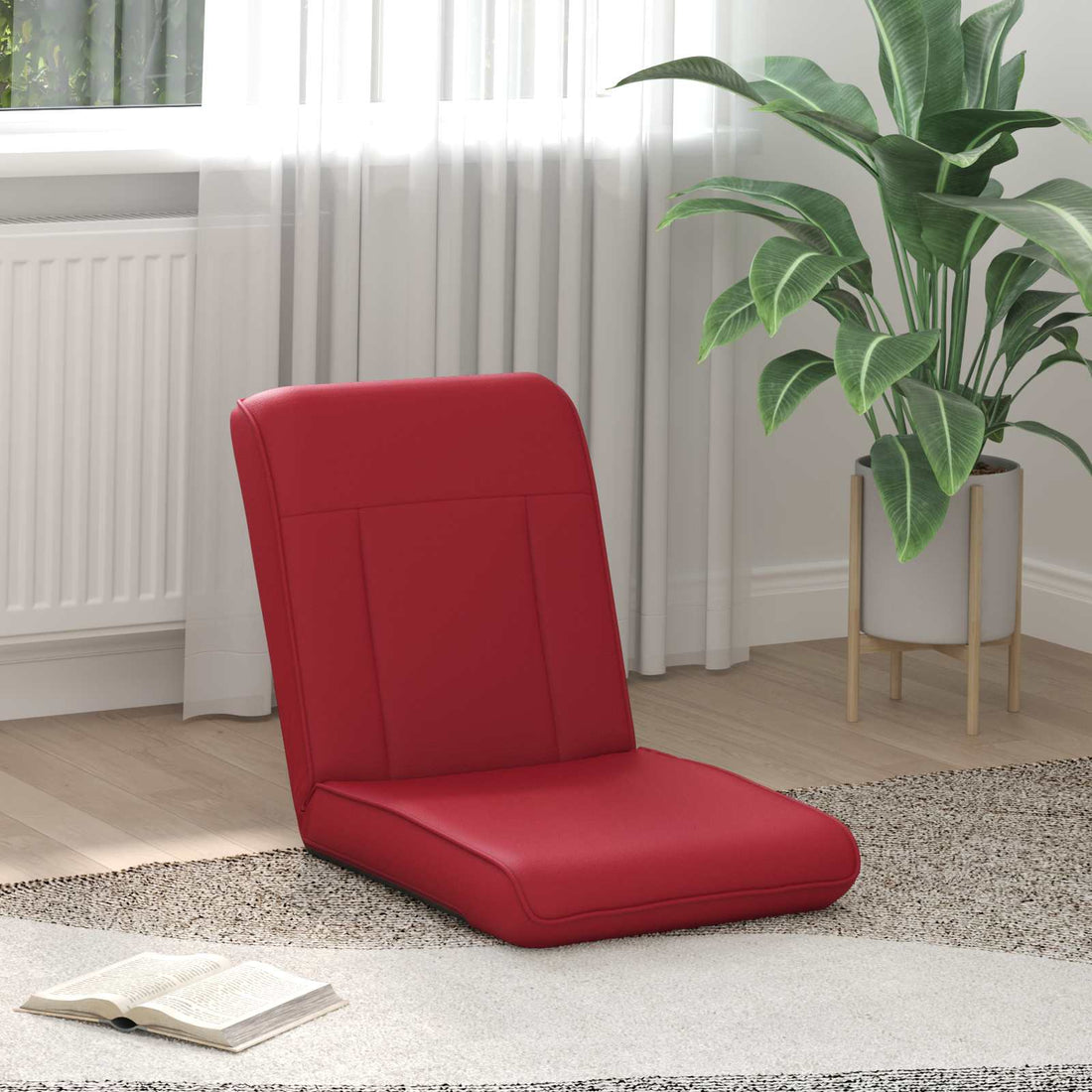 vidaXL Sillón ajustable Rojo vino Cuero sintético