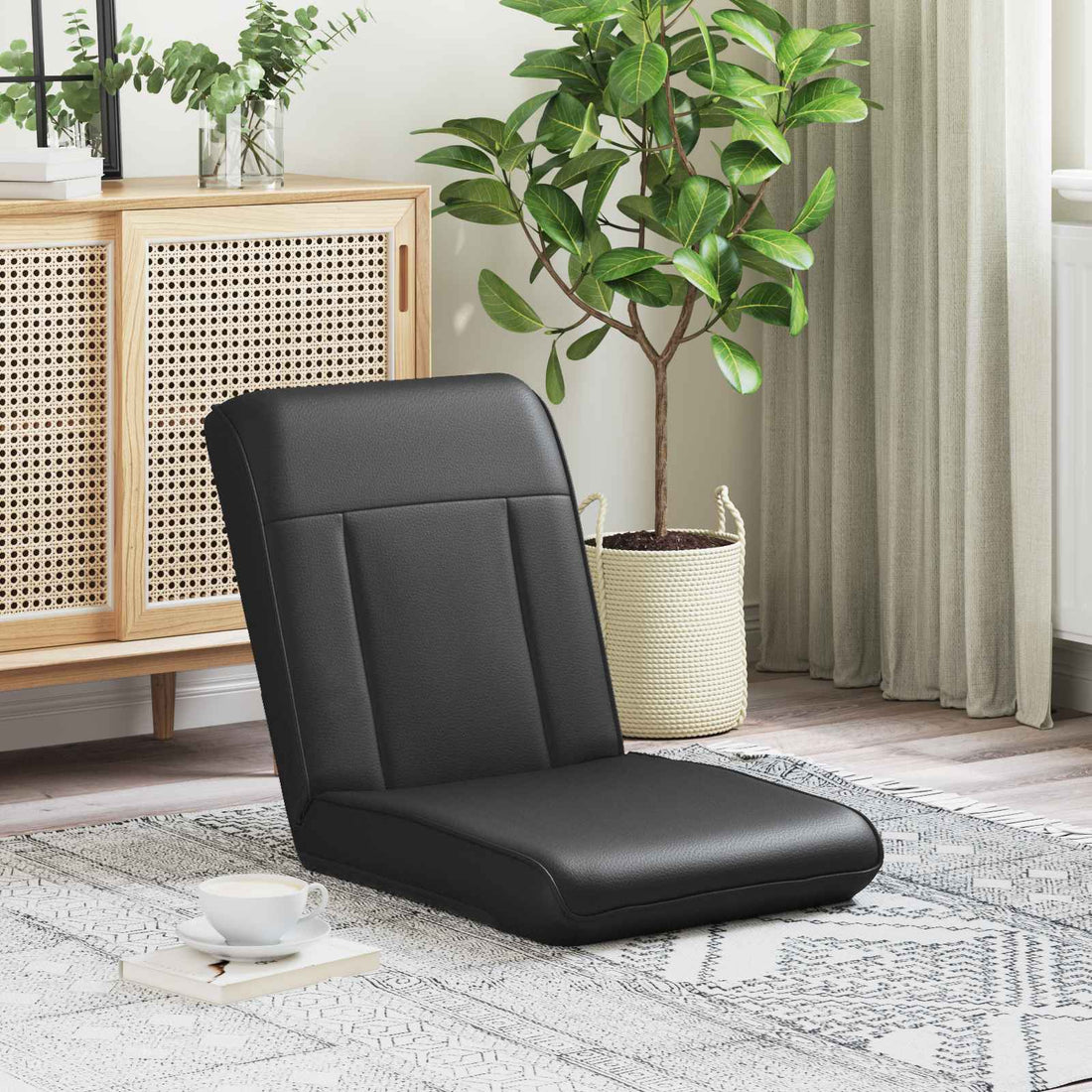 vidaXL Sillón ajustable Negro Cuero sintético