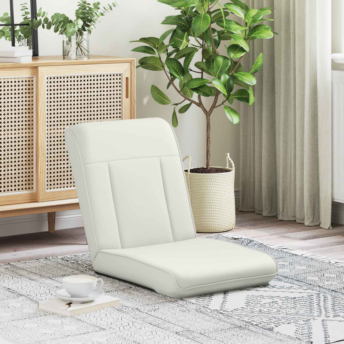 vidaXL Sillón ajustable Blanco Cuero sintético