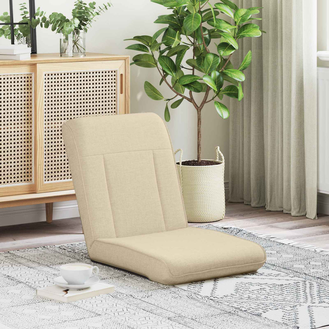 vidaXL Sillón ajustable Crema Tela