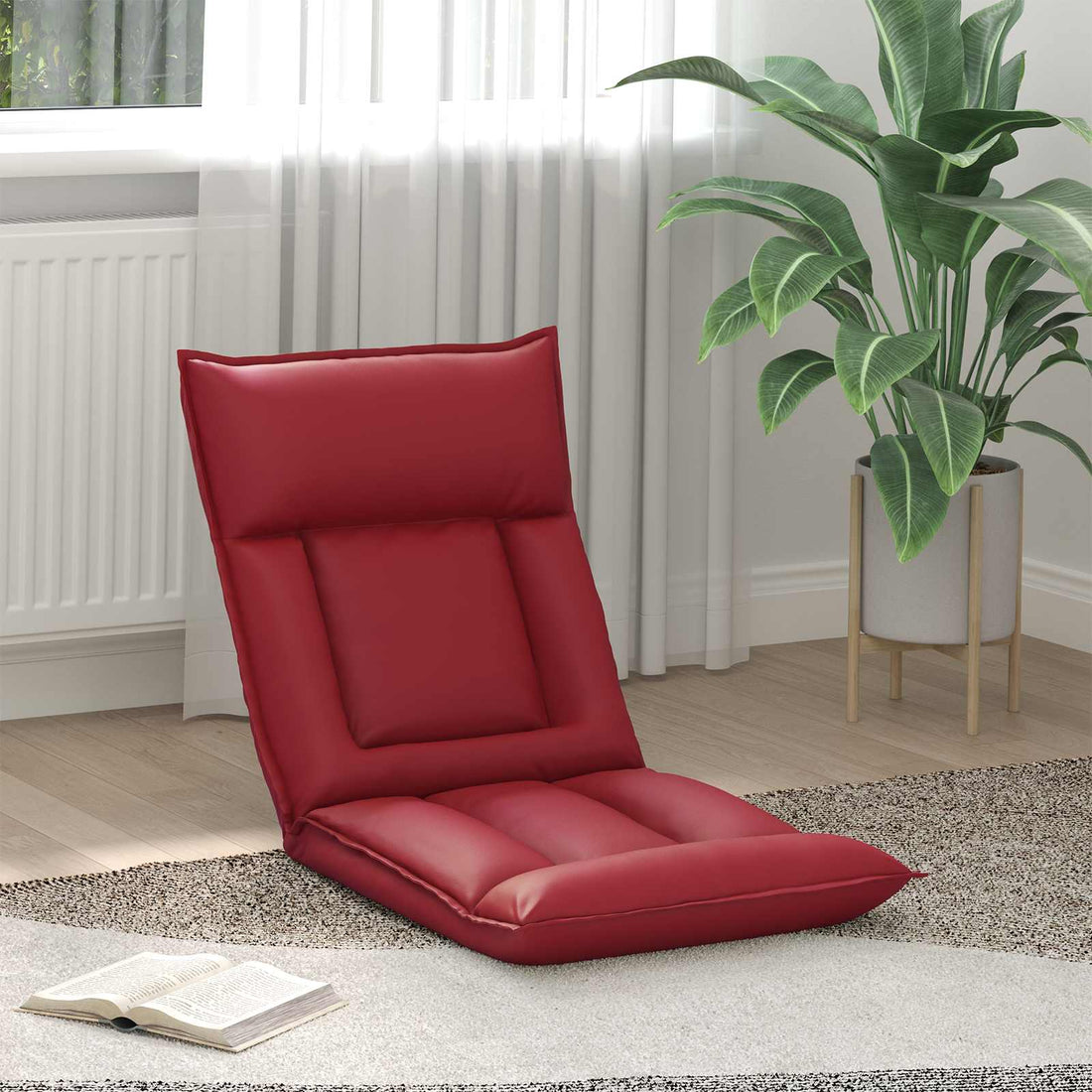 vidaXL Sillón ajustable Rojo vino Cuero sintético