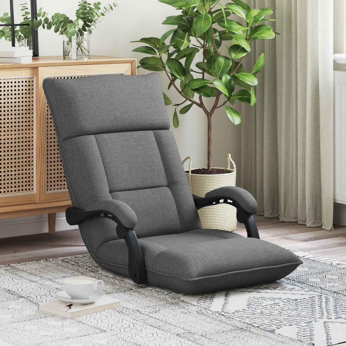vidaXL Sillón ajustable Gris oscuro Tela