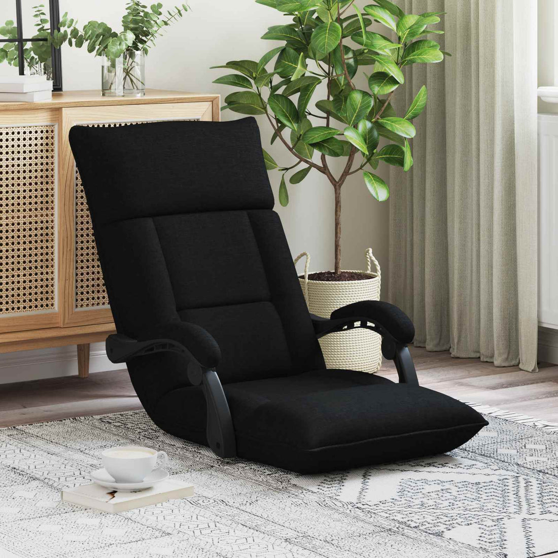 vidaXL Sillón ajustable Negro Tela