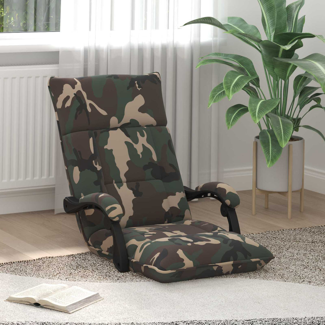 vidaXL Sillón ajustable Verde militar Tela