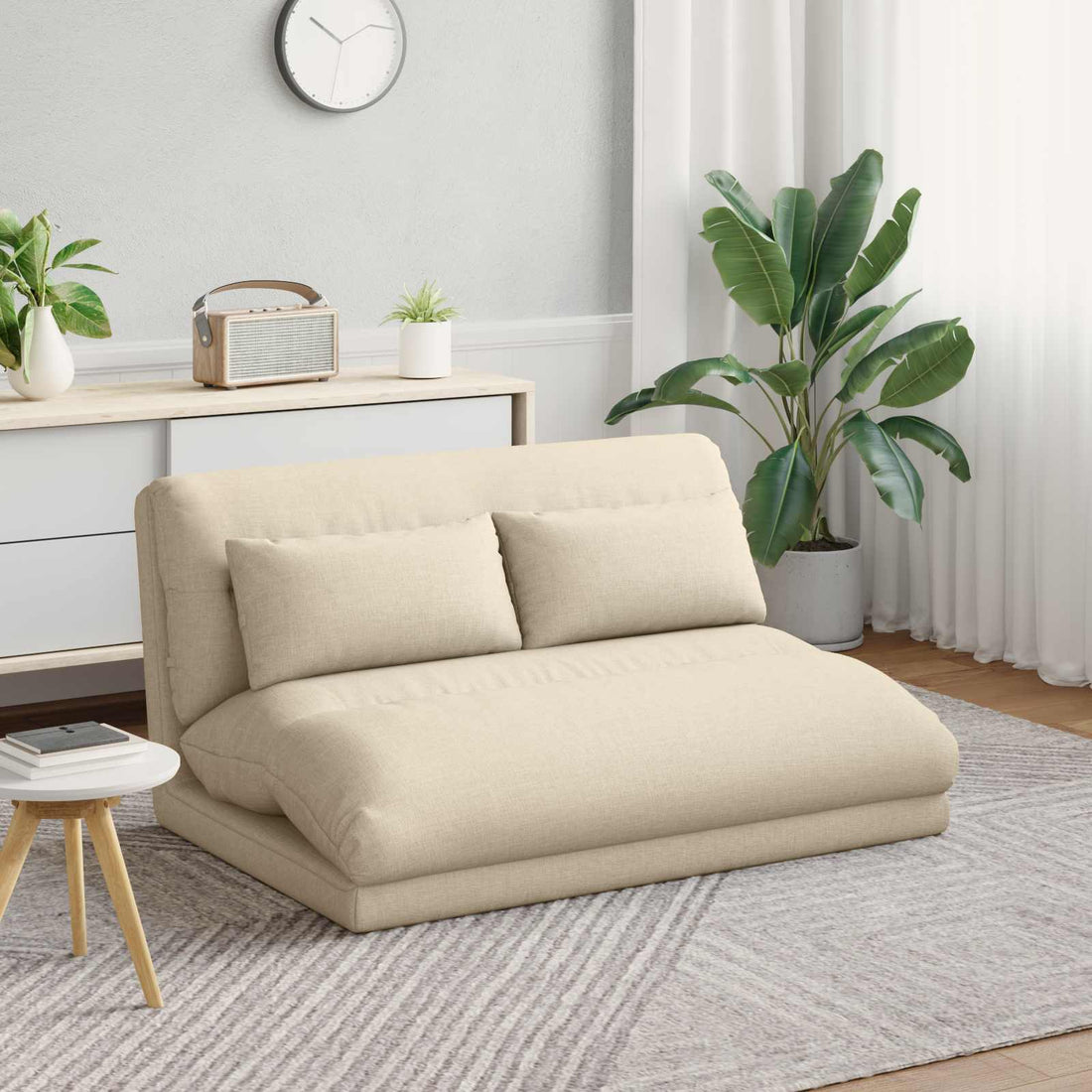 vidaXL Sillón ajustable Crema Tela
