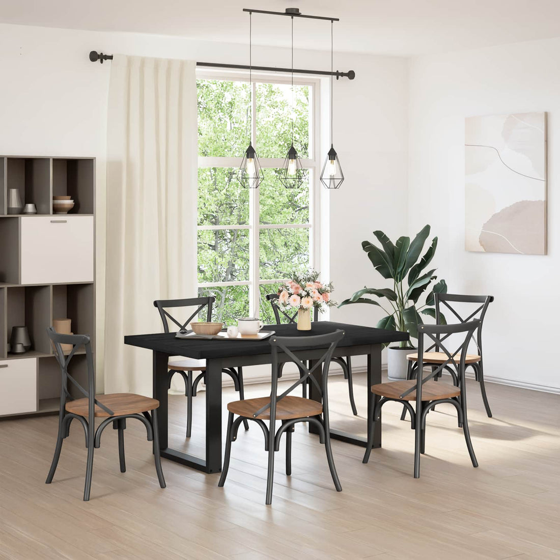 vidaXL Mesa de Comedor NOAIN 160 cm Madera de Pino Maciza Negro