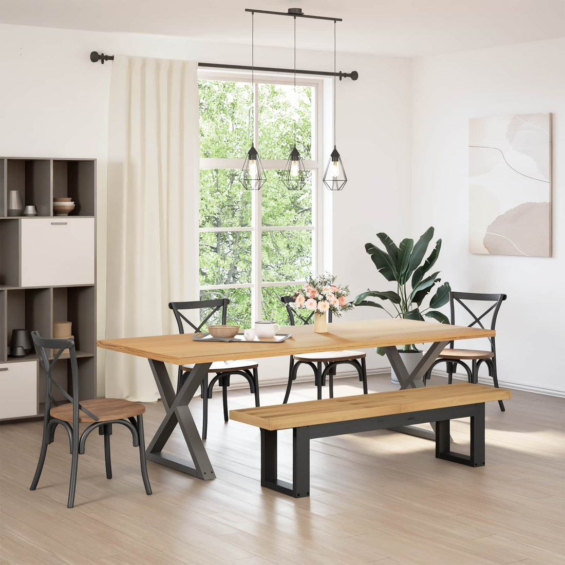vidaXL Banca de Comedor NOAIN 160 x 41 x 45 cm Pino macizo Natural