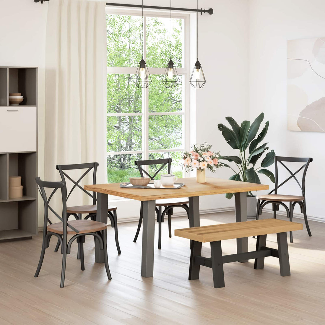 vidaXL Banca de Comedor NOAIN 120 x 41 x 45 cm Pino macizo Natural