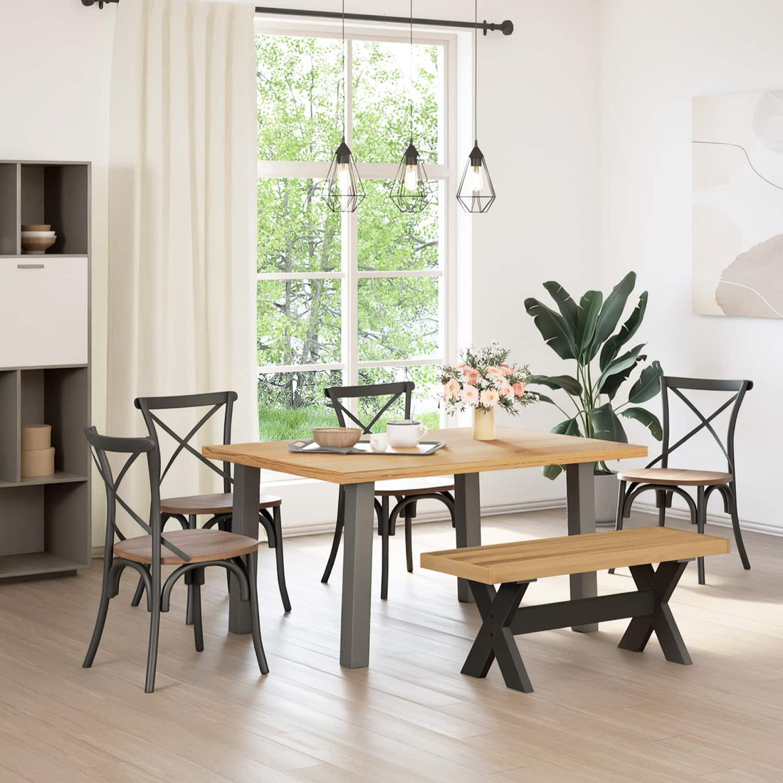 vidaXL Banca de Comedor NOAIN 120 x 41 x 45 cm Pino macizo Natural