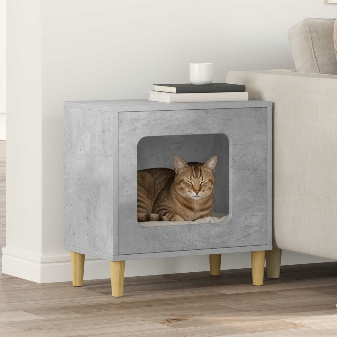 vidaXL Casa para Gatos Concreto 51 x 30 x 52 cm Madera de ingeniería