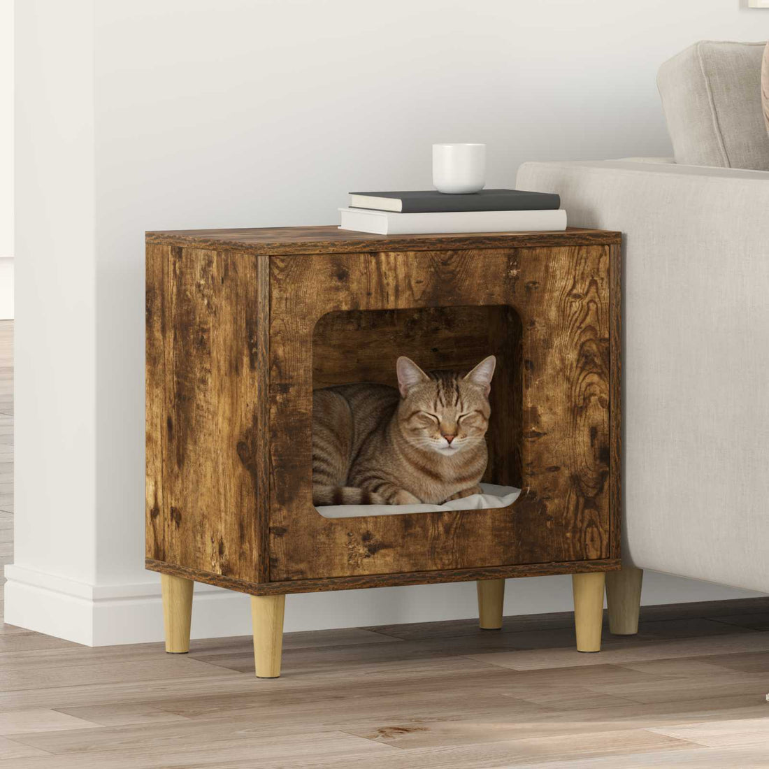 vidaXL Casa para Gatos Roble Ahumado 51 x 30 x 52 cm