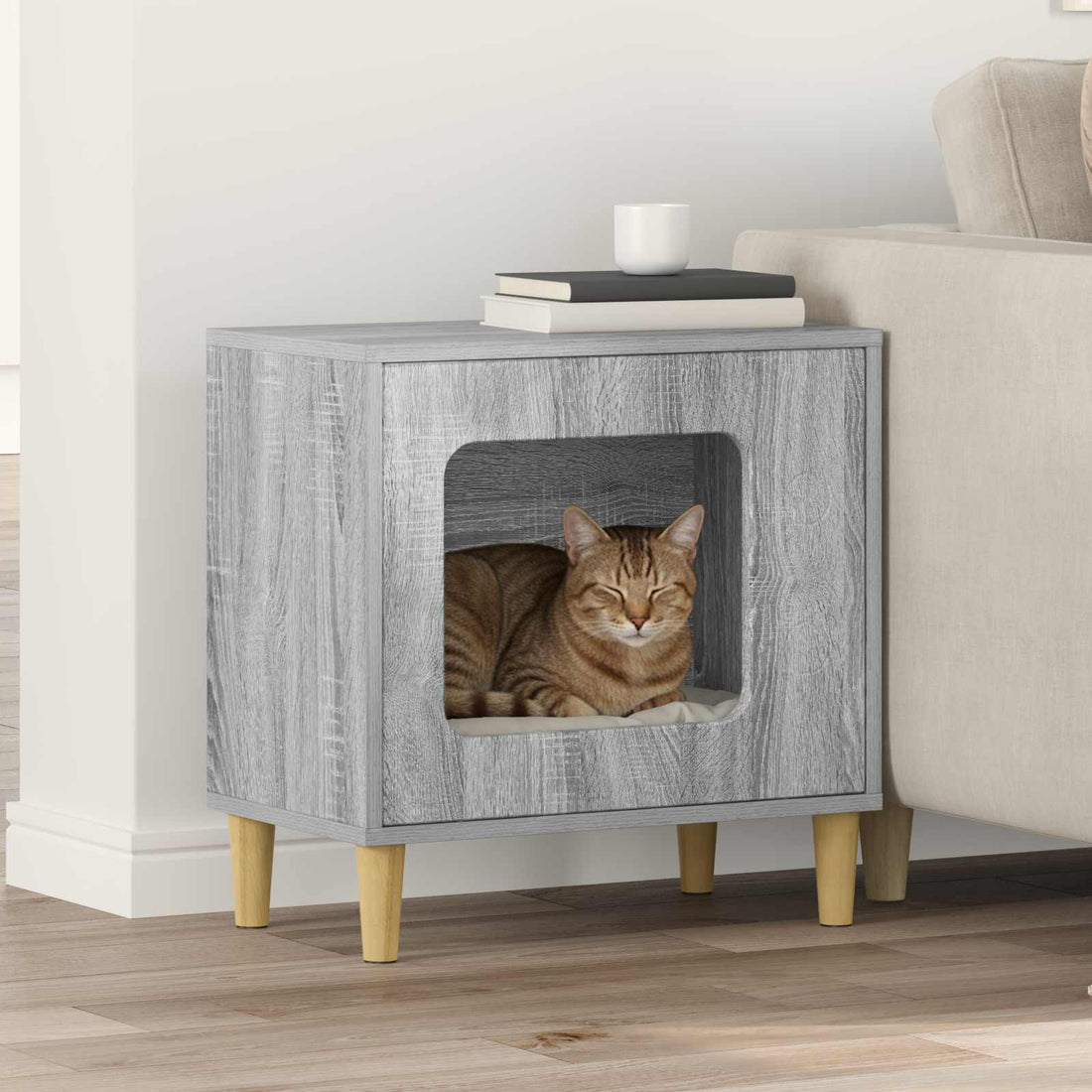 vidaXL Casa para Gatos Sonoma gris 51 x 30 x 52 cm