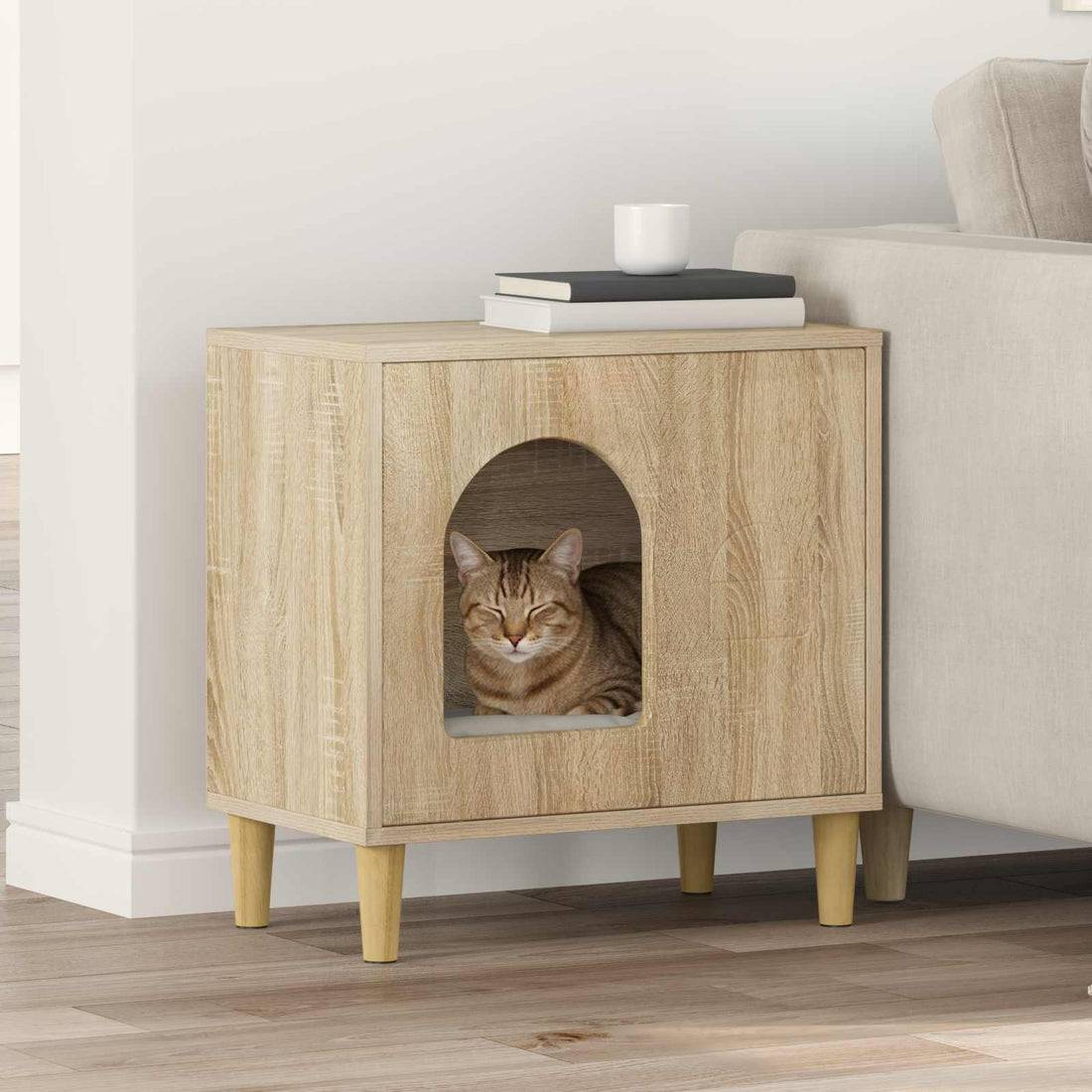 vidaXL Casa para Gatos Sonoma 51 x 30 x 52 cm Madera de ingeniería