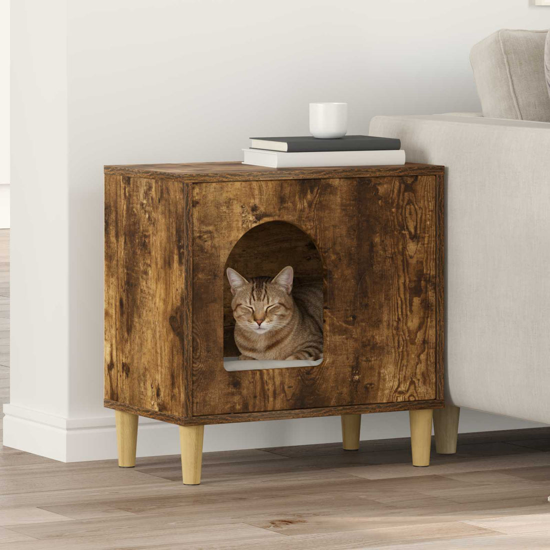 vidaXL Casa para Gatos Roble ahumado 51 x 30 x 52 cm
