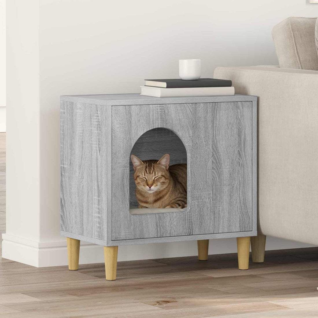 vidaXL Casa para Gatos Gris Sonoma 51 x 30 x 52 cm