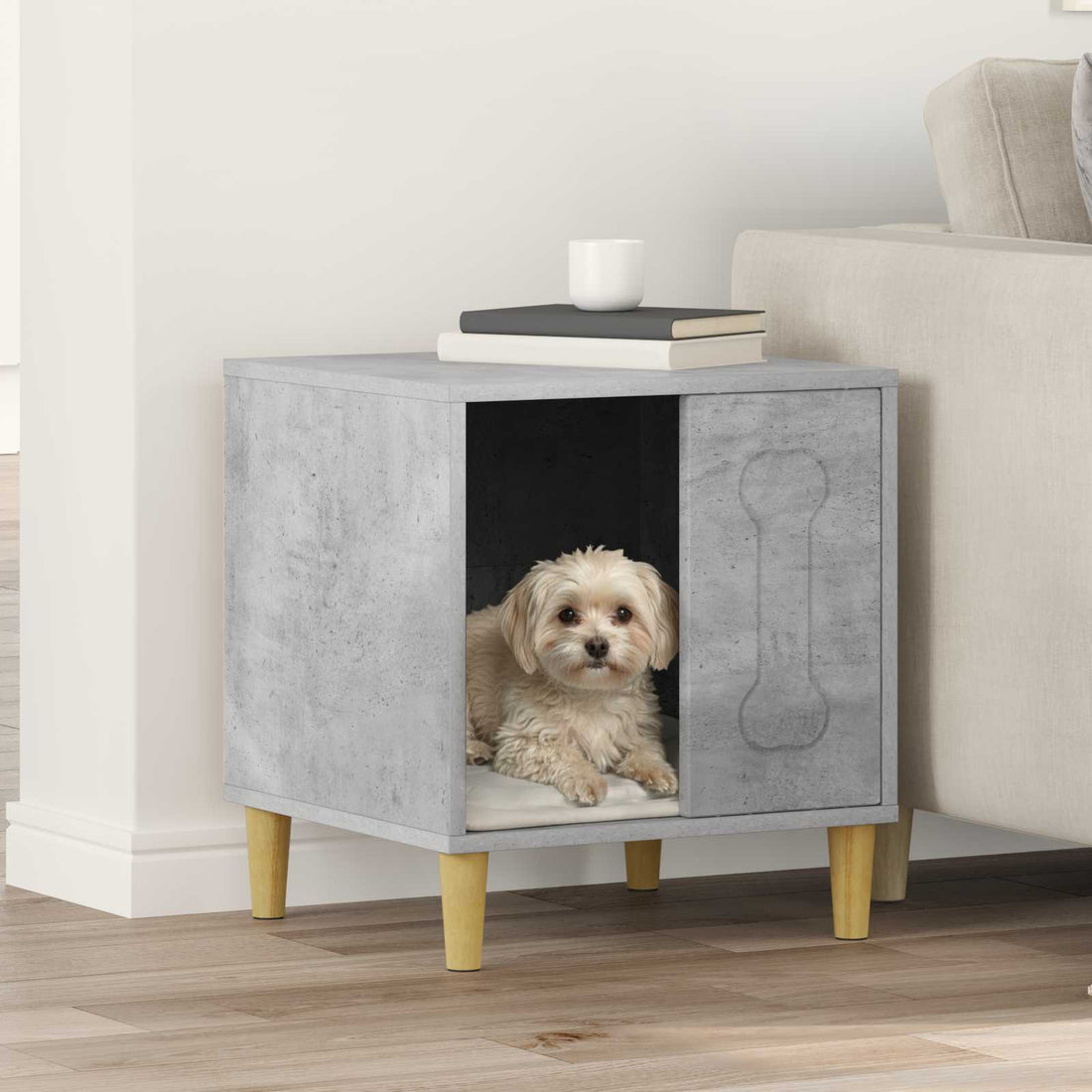 vidaXL Casa para perros Concreto 44 x 42 x 49 cm Madera de ingeniería