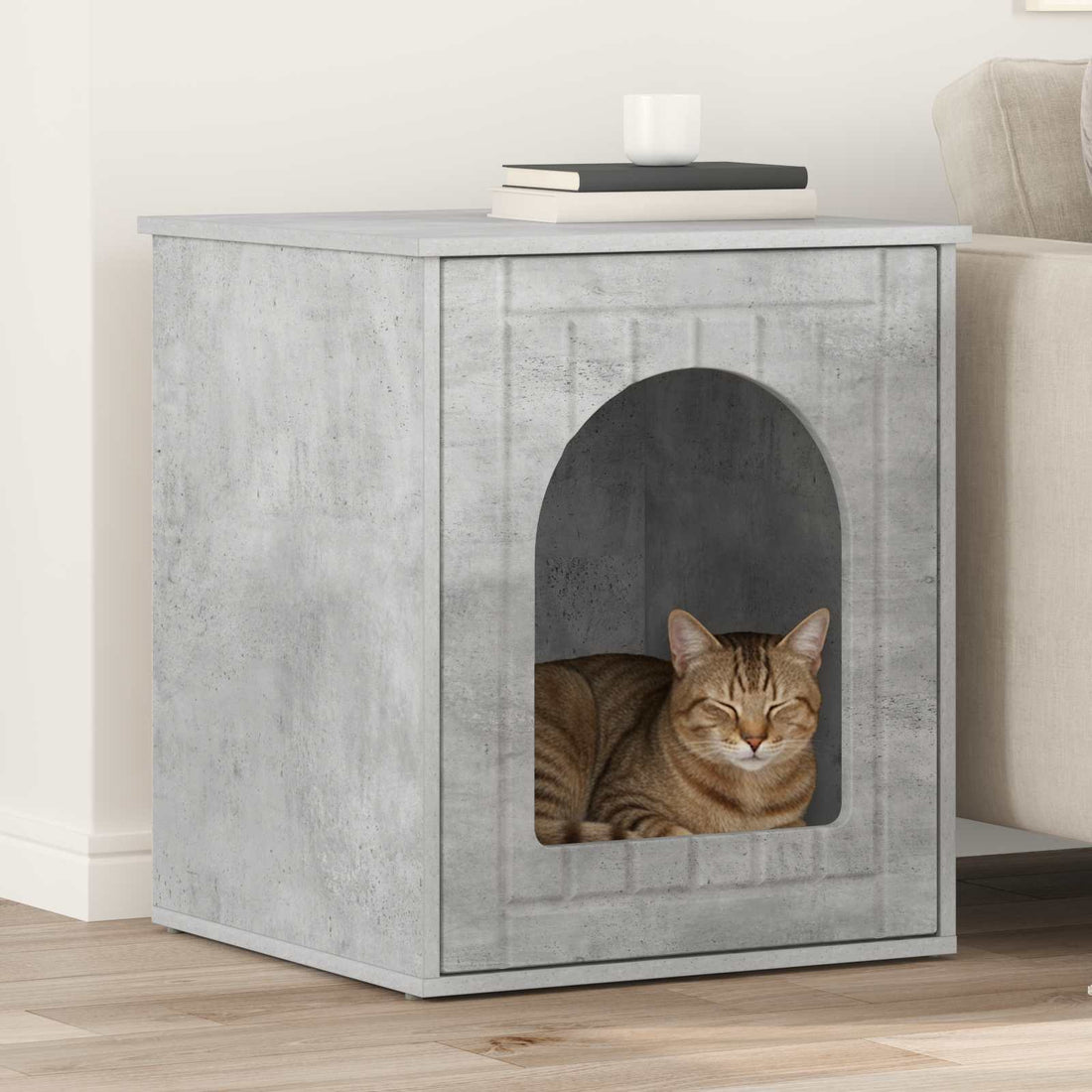 vidaXL Casa para Gatos Concreto 53 x 52 x 62 cm Madera de ingeniería