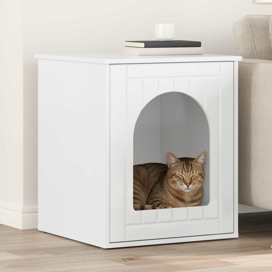vidaXL Casa para Gatos Brillante 53 x 52 x 62 cm Madera de ingeniería