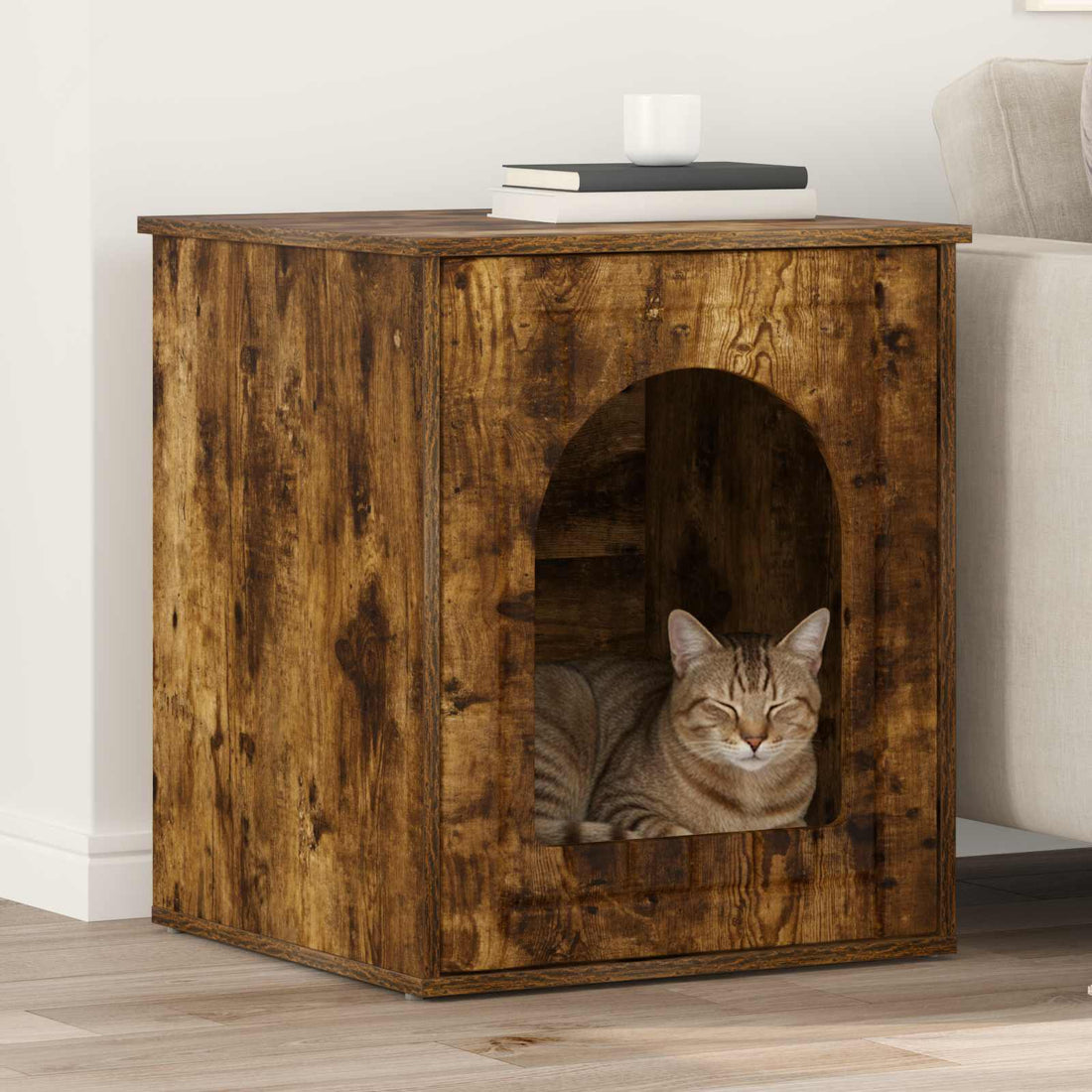 vidaXL Casa para Gatos Roble ahumado 53 x 52 x 62 cm