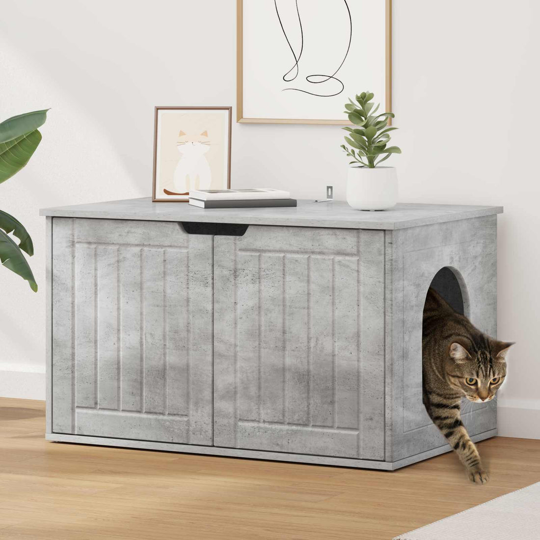 vidaXL Casa para Gatos Concreto 85 x 55 x 50,5 cm Madera de ingeniería