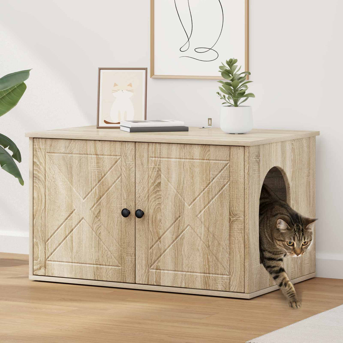 vidaXL Casa para Gatos Sonoma 85 x 55 x 50,5 cm Madera de ingeniería