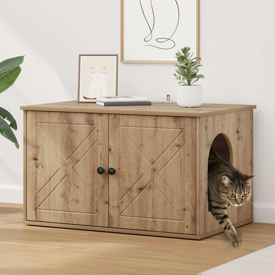 vidaXL Casa para Gatos Roble artisan 85 x 55 x 50,5 cm