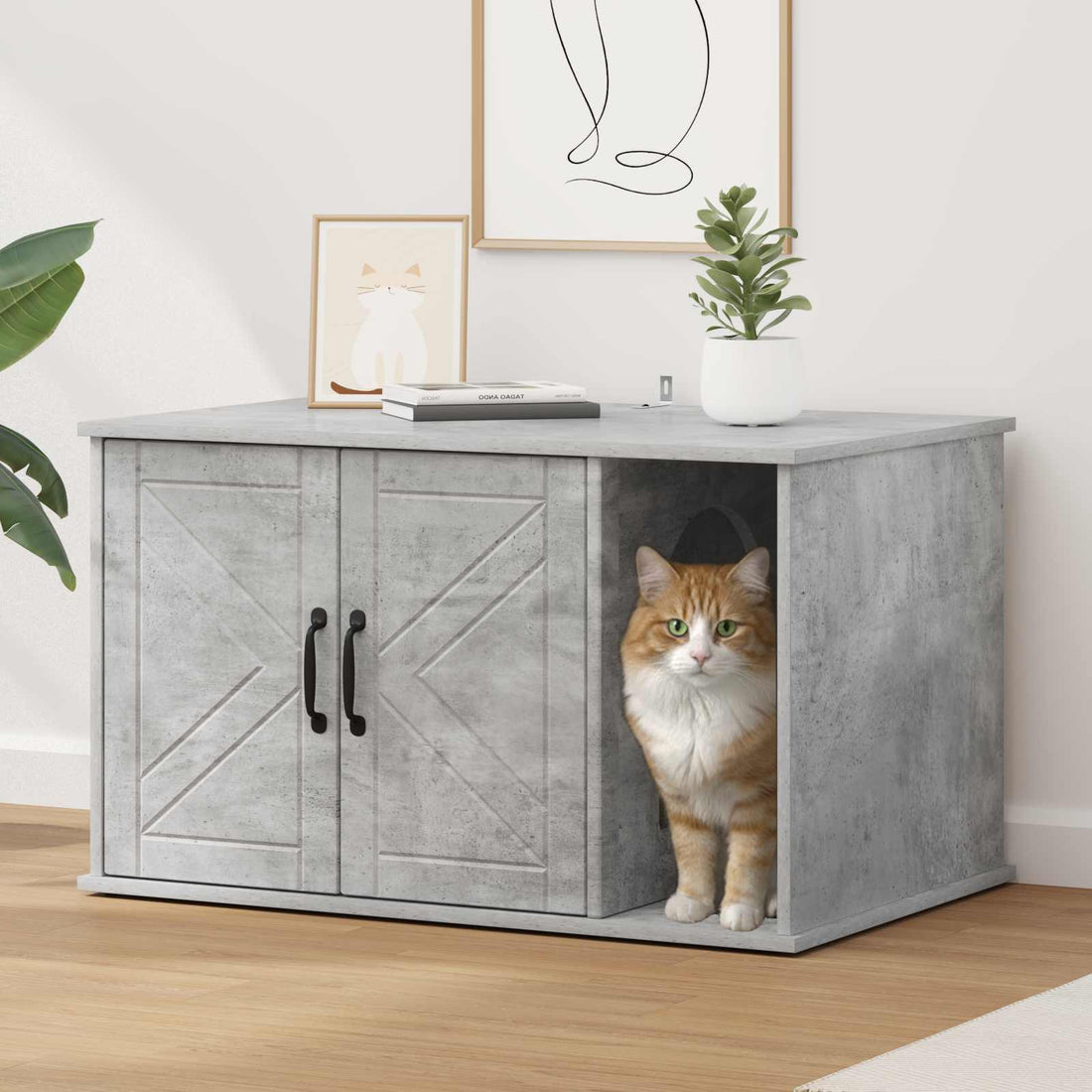 vidaXL Casa para Gatos Concreto 85 x 55 x 50,5 cm Madera de ingeniería