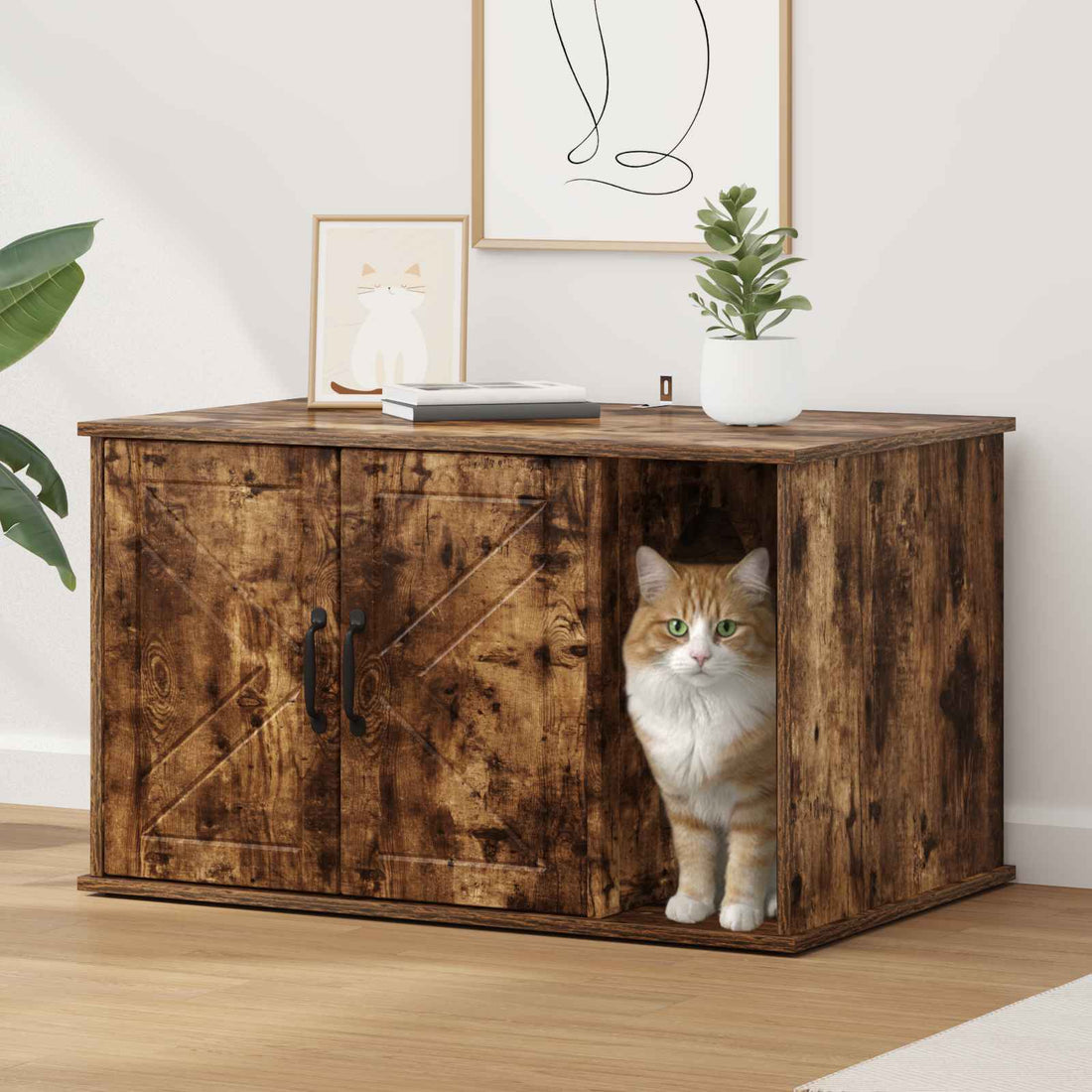 vidaXL Casa para Gatos Roble Ahumado 85 x 55 x 50,5 cm