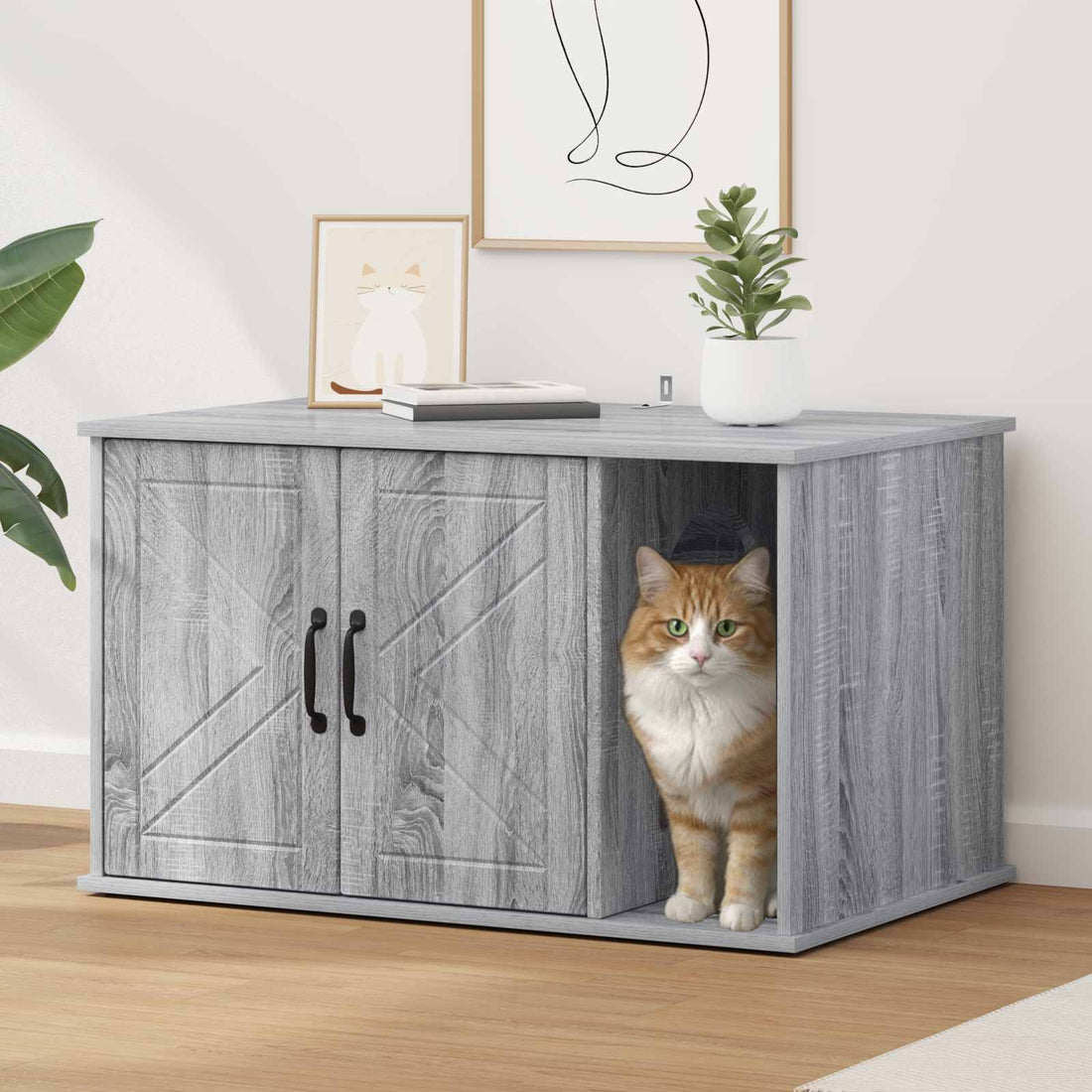 vidaXL Casa para Gatos Sonoma gris 85 x 55 x 50,5 cm