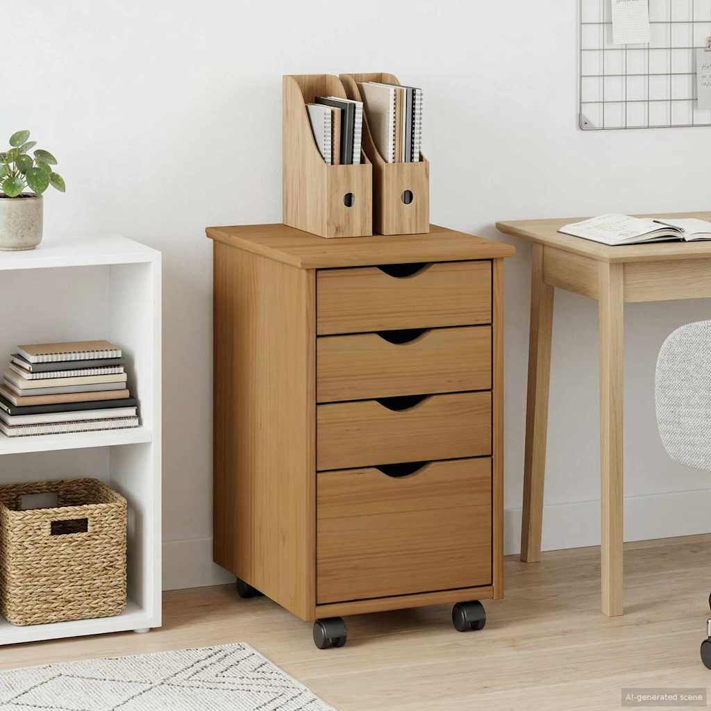 vidaXL Gabinete rodante MOSS Marrón Miel 34 x 39 x 56 cm Pino macizo