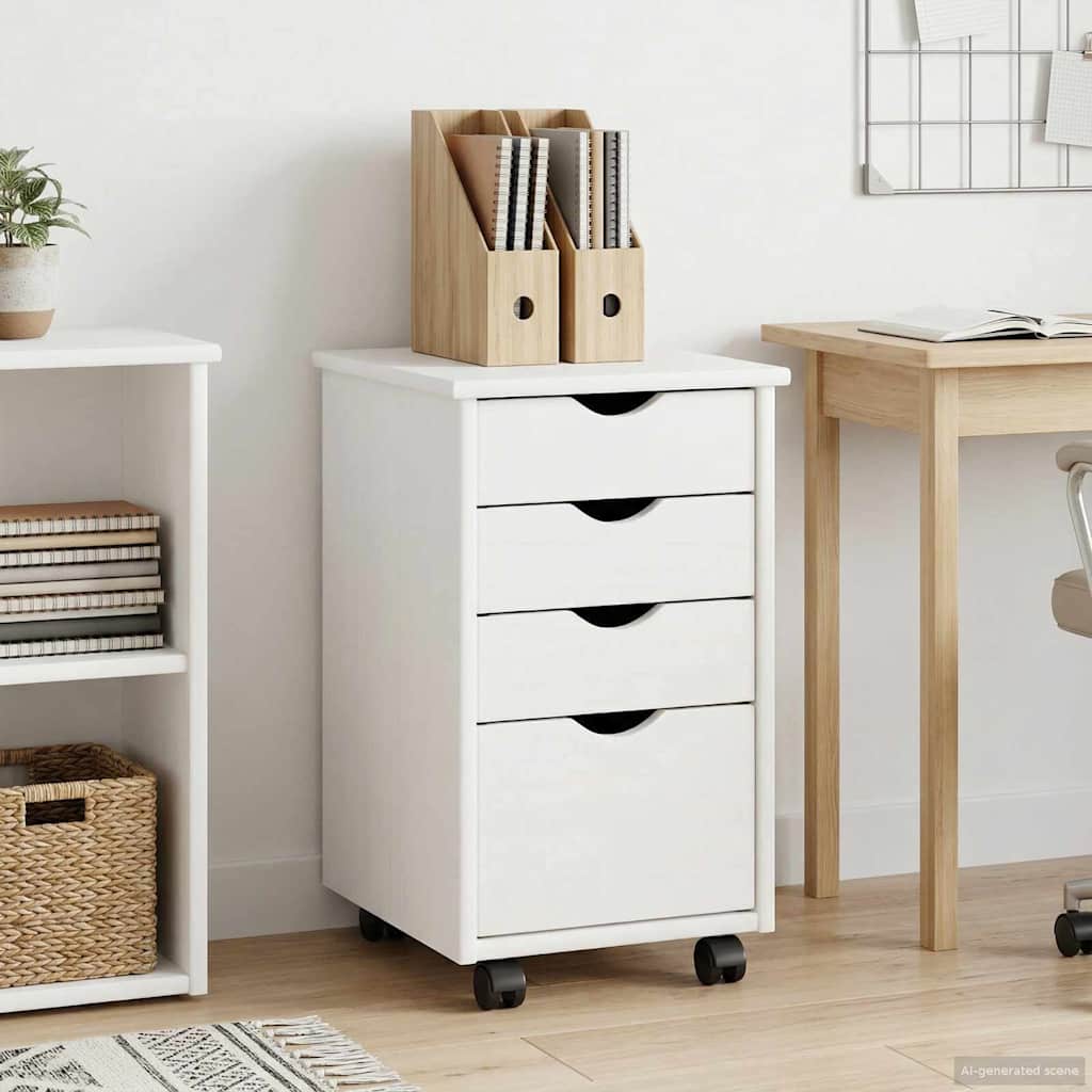 vidaXL Gabinete rodante con rueda 34 x 39 x 56 cm Pino macizo
