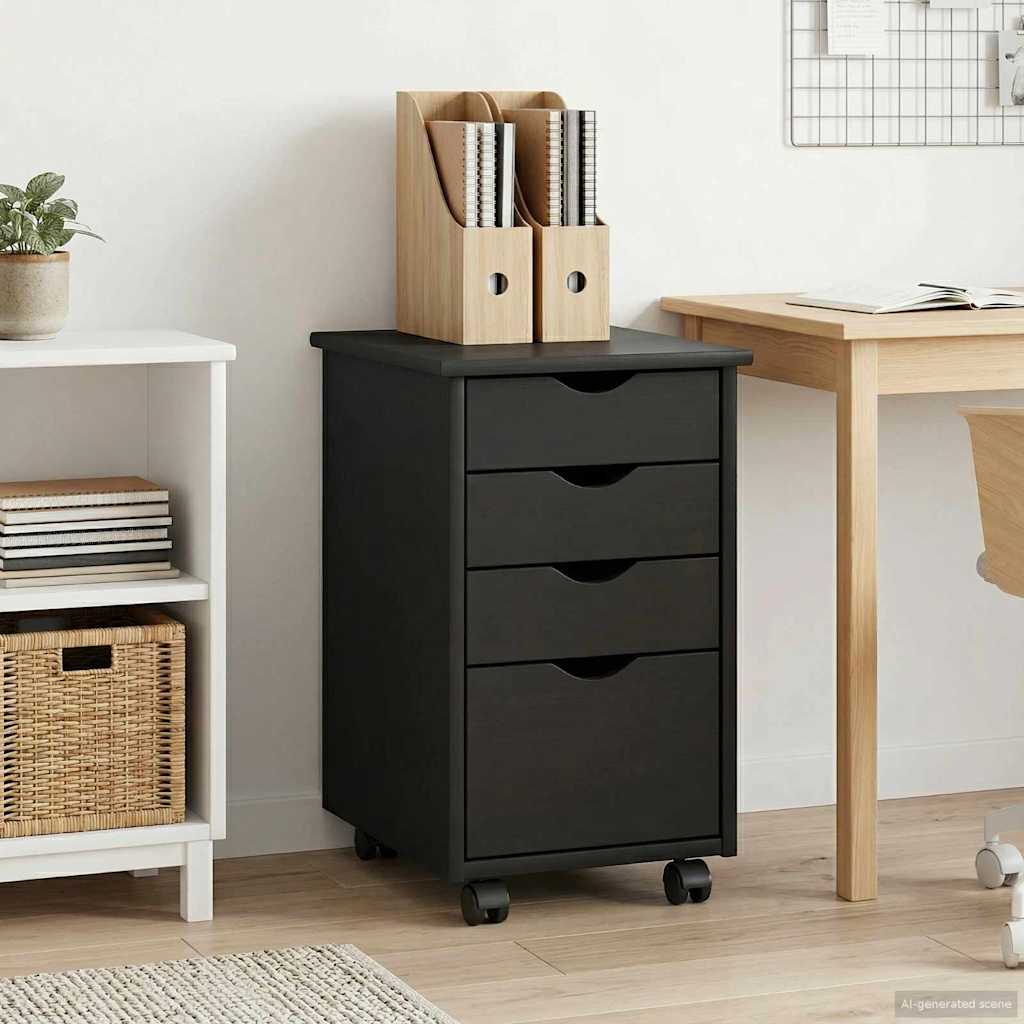 vidaXL Gabinete rodante con rueda Gris 34 x 39 x 56 cm Pino macizo