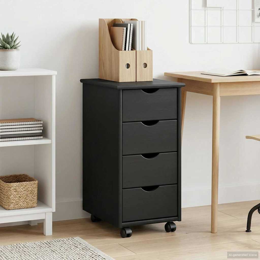 vidaXL Gabinete rodante 34 x 39 x 65,5 cm Madera de Pino Macizo Gris
