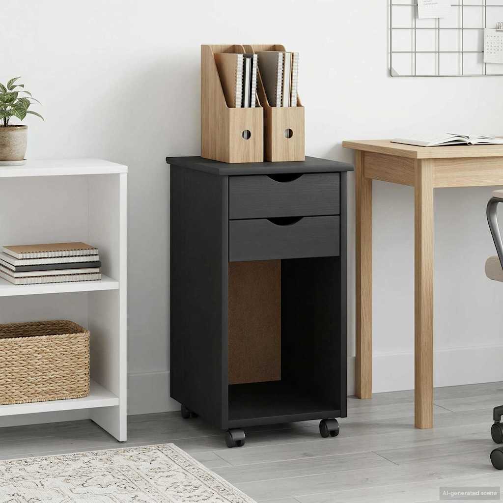 vidaXL Gabinete rodante 34 x 39 x 65,5 cm Pino macizo Gris