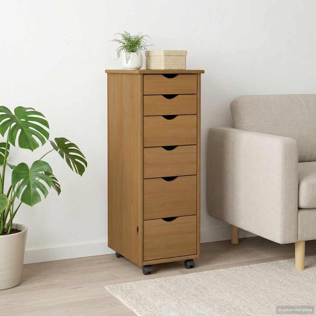 vidaXL Gabinete rodante 34 x 39 x 93,5 cm Madera de Pino Macizo