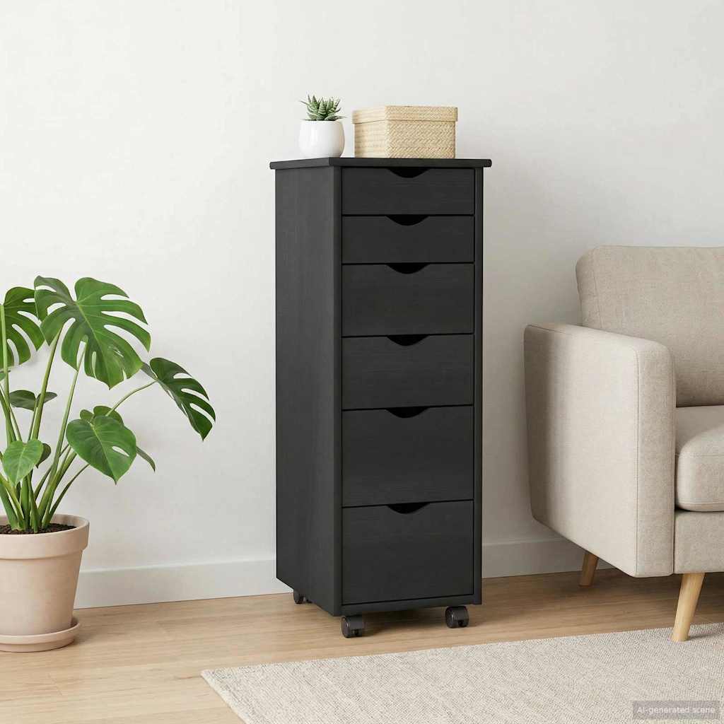 vidaXL Gabinete rodante 34 x 39 x 93,5 cm Madera de Pino Macizo Gris