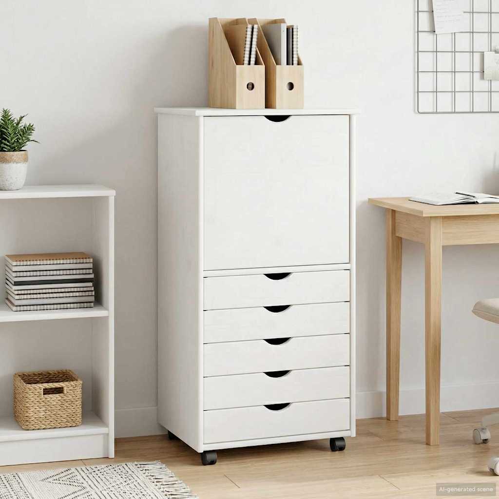 vidaXL Gabinete rodante 53 x 39 x 103 cm Madera de Pino Macizo