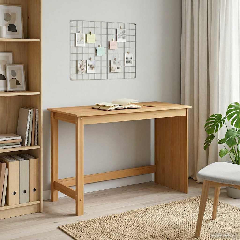 vidaXL Escritorio Marrón miel 112 x 50 x 75 cm Madera de Pino Macizo