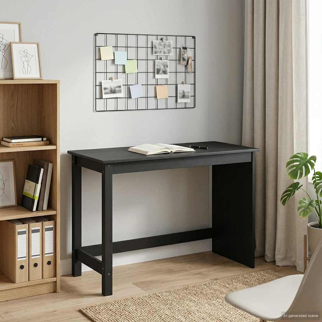 vidaXL Escritorio Negro 112 x 50 x 75 cm Madera de Pino Macizo