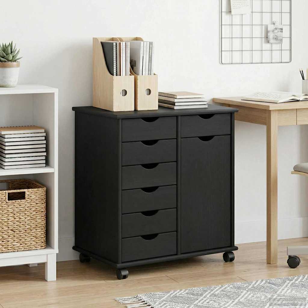 vidaXL Gabinete rodante 63,5 x 39 x 65,5 cm Madera de Pino Macizo