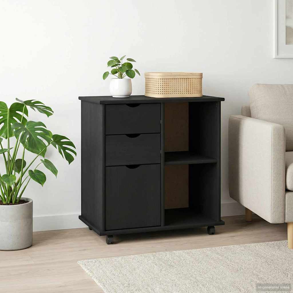 vidaXL Gabinete rodante 63,5 x 39 x 65,5 cm Madera de Pino Macizo