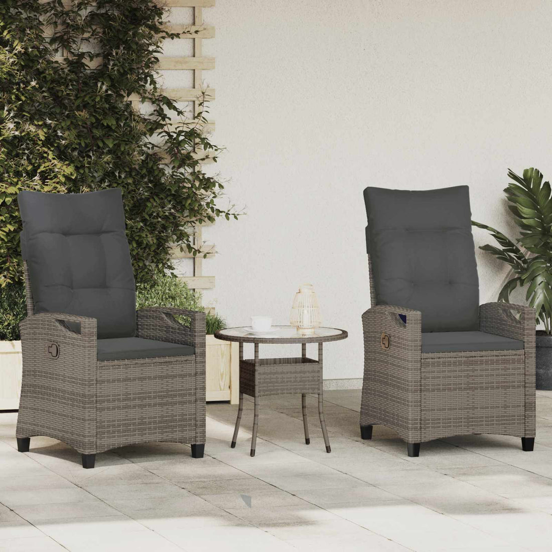 vidaXL Silla de Jardín 2 uds. Gris y Gris Oscuro Acero y Poliéster