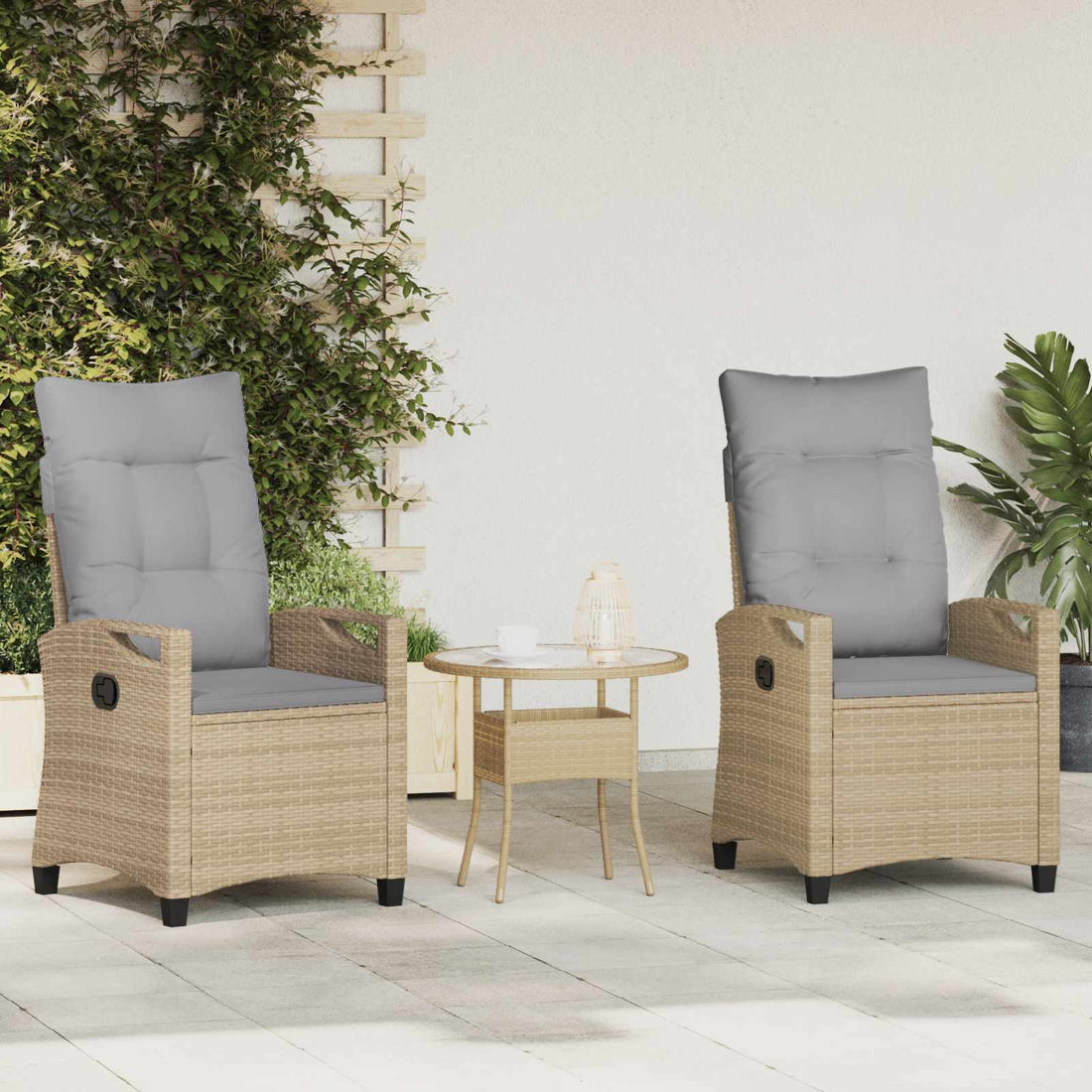 vidaXL Silla de Jardín 2 uds. Beige y Gris Claro Acero y Poliéster