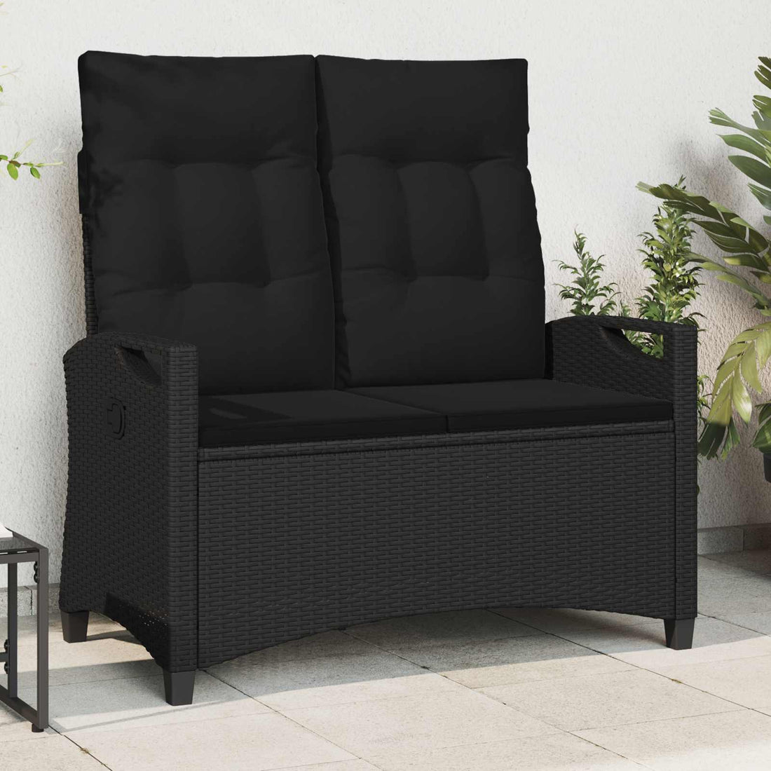 vidaXL Banco de jardín Negro 105 x 60 x 112 cm Acero y Poliéster