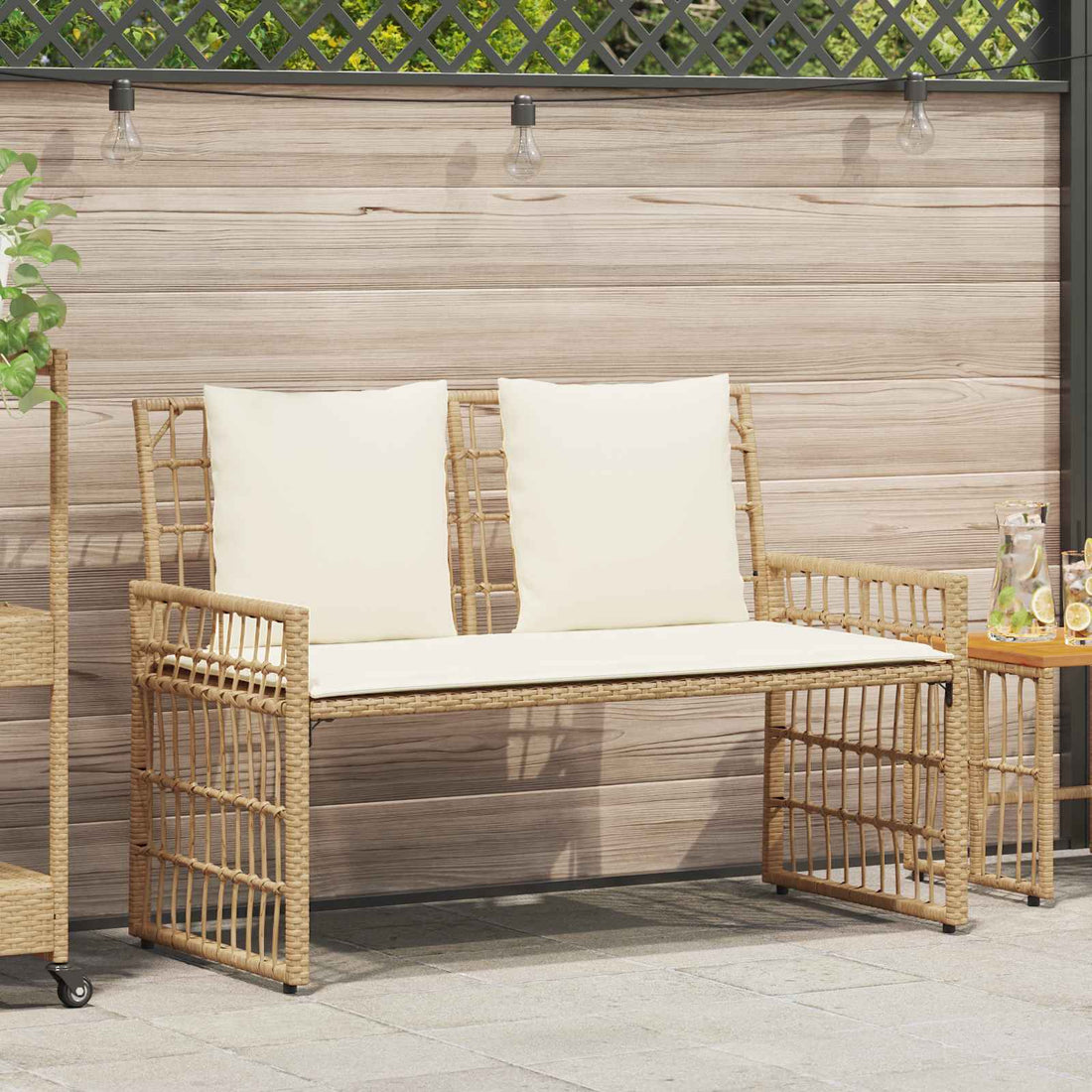 vidaXL Banco de exterior 2 -Seater 116 x 55 x 82 cm Acero y Poliratán