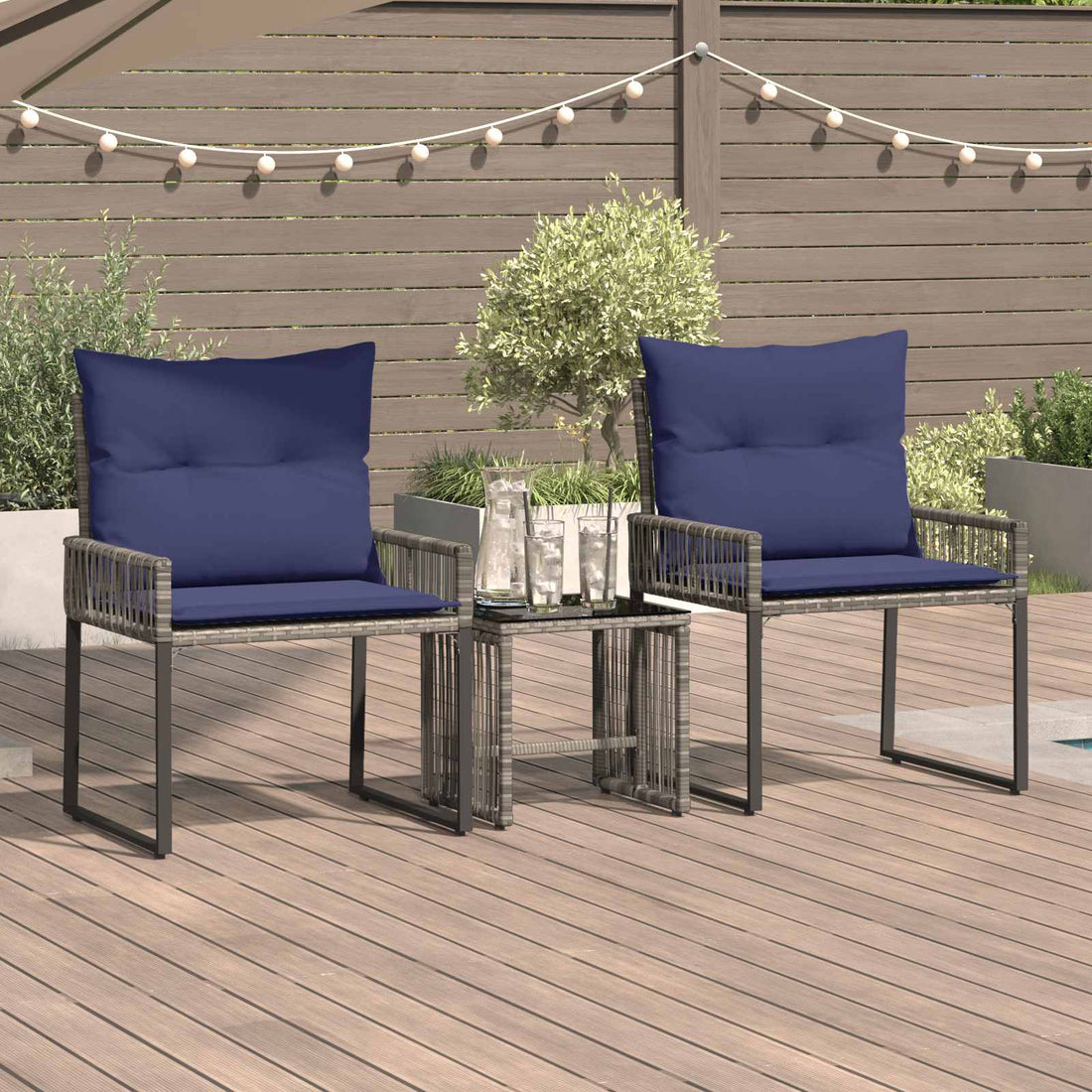 vidaXL Juego de muebles de exterior 7 uds. Gris y azul marino