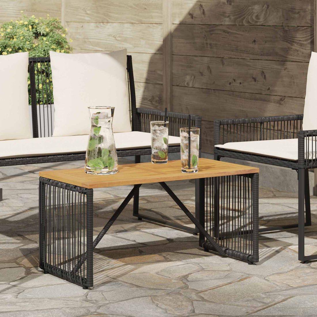 vidaXL Mesa de exterior Negro y Marrón 80 x 40 x 40 cm ratán sintético