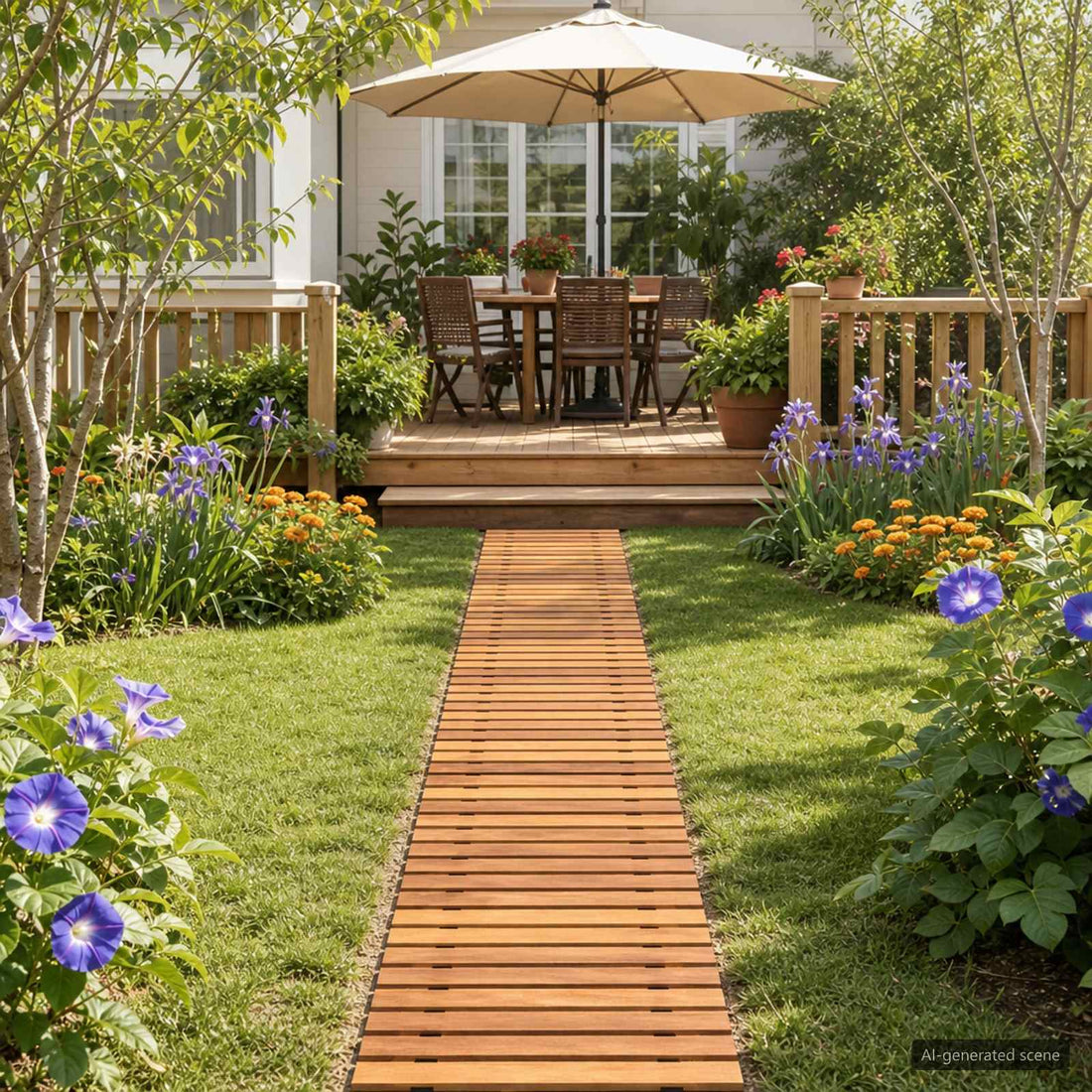 vidaXL Camino de Jardín Natural 200 x 40 cm Madera de Acacia Sólida