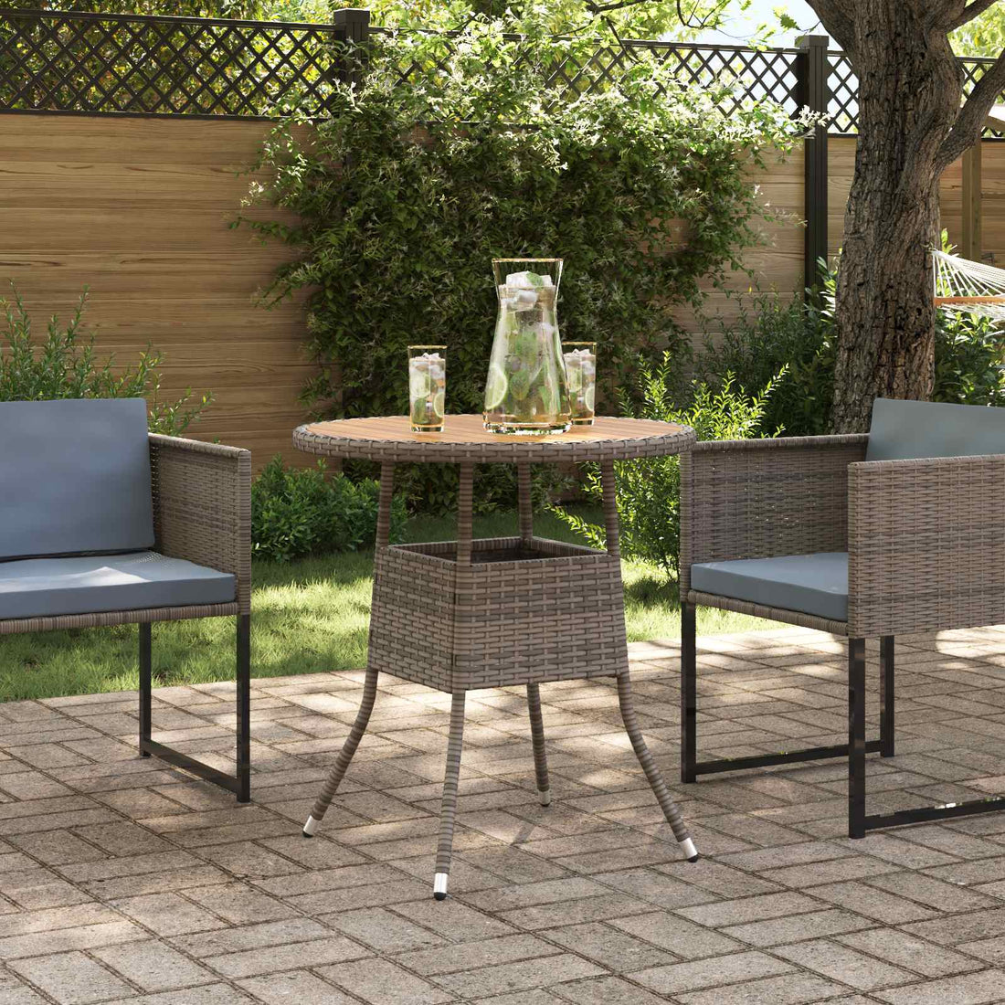 vidaXL mesa de cena con almacenamiento Gris y Acacia 70 x 70 x 73 cm