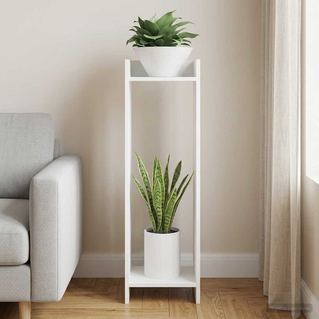 vidaXL Soporte de plantas Blanco 30 x 30 x 100 cm Madera de ingeniería